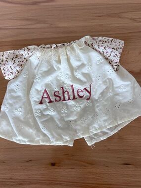 ⭐️3/$15 Embroidered Ashley Eyelet Cream Rose Pink Name Doll Stuffed Animal Dress